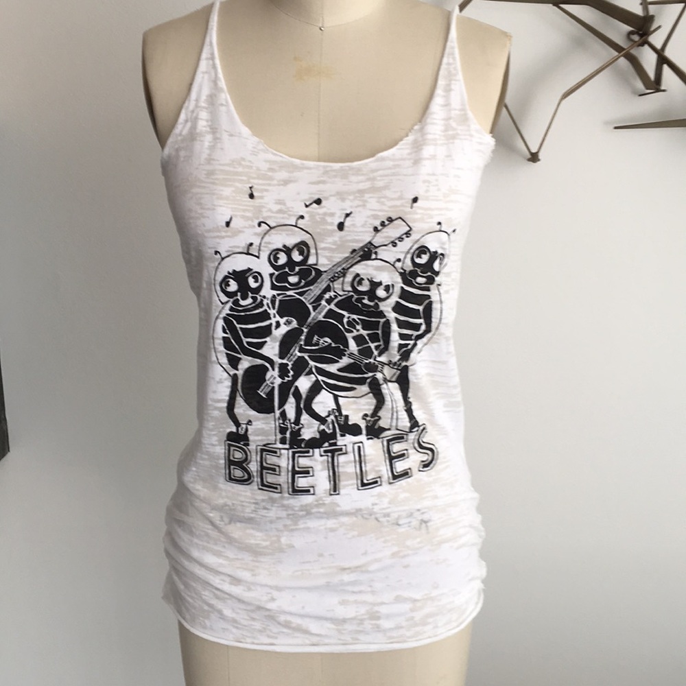 Karen Zambos “Beetles” burnout tank top